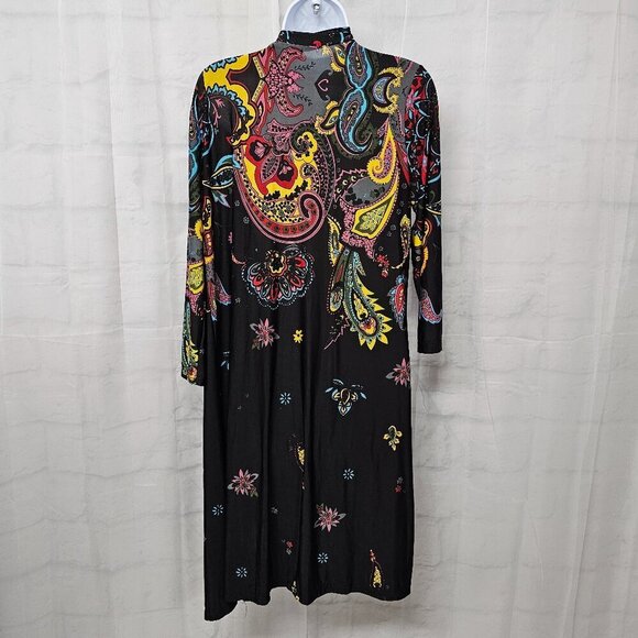 Reborn Black Red Paisley Boho Kimono Open Retro Goth Hippie Festival M - Picture 6 of 10